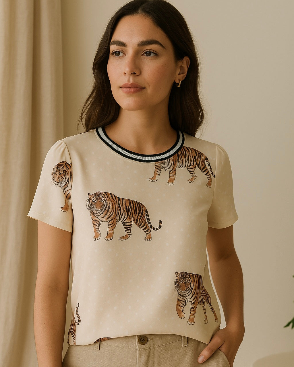 Polera con Tigre Estampado- Estilo Urbano y Audaz para Mujer