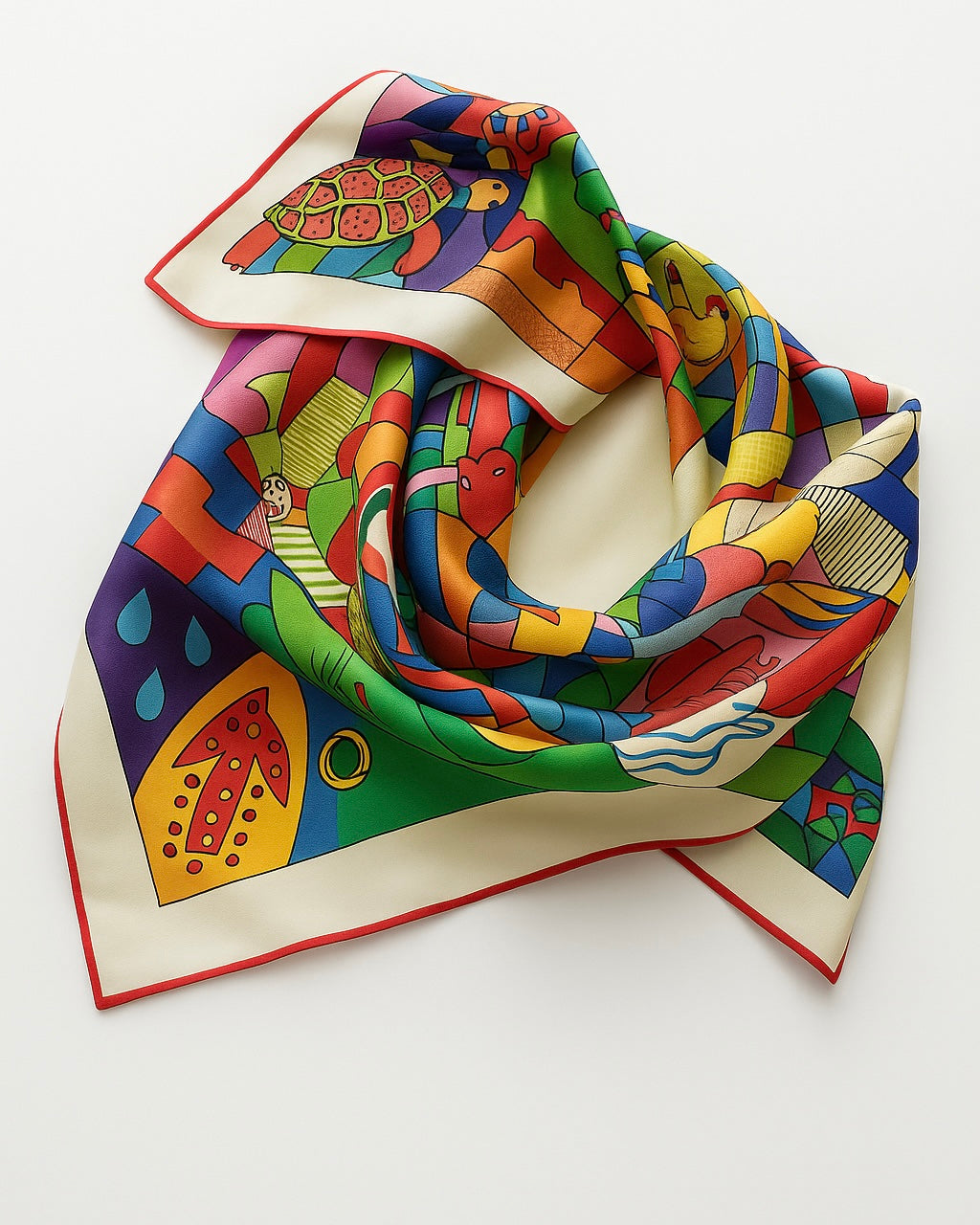 Pañuelo 90 × 90 diseños psicodélico- Colores llamativos y vibrantes