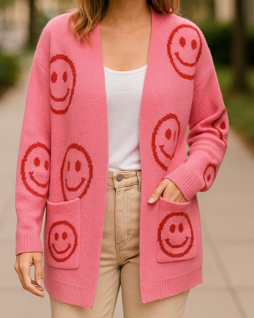 Cárdigan Smile - Chaleco con Caritas Felices y Estilo Original