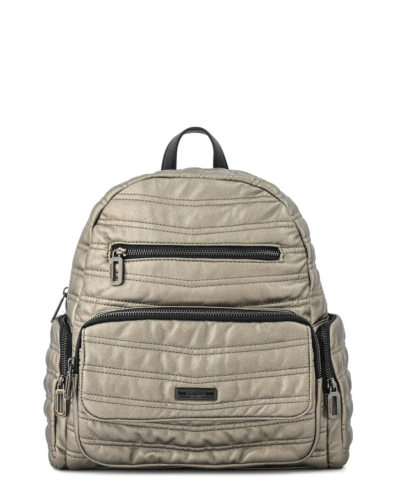 Mochila Plateada Oscura – Estilo Urbano y Sofisticado para el Día a Día