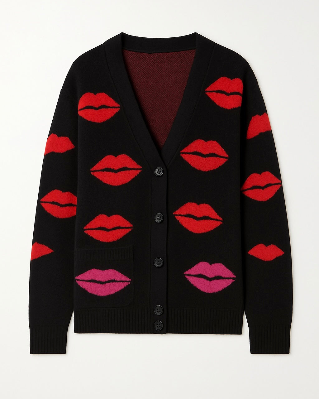 Cárdigan Boca- Chaleco Con Diseño de Labios Rojos y Fucsia