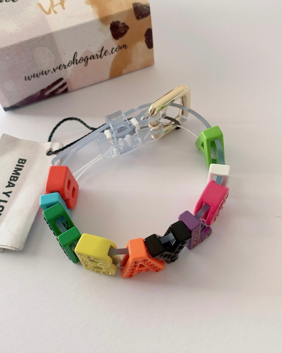 Pulsera Bimba y Lola letras y strass – Correa de PVC con estilo personalizado
