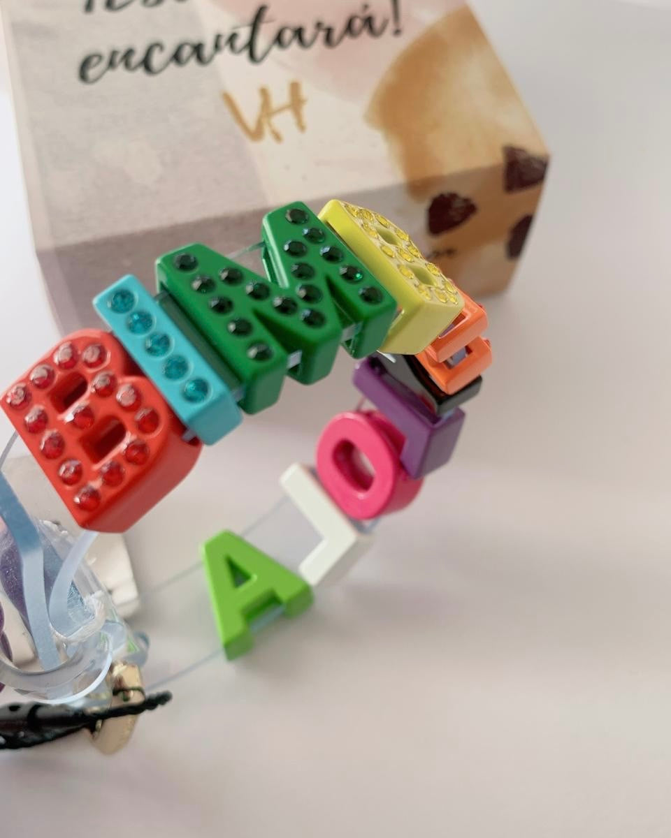 Pulsera Bimba y Lola letras y strass – Correa de PVC con estilo personalizado