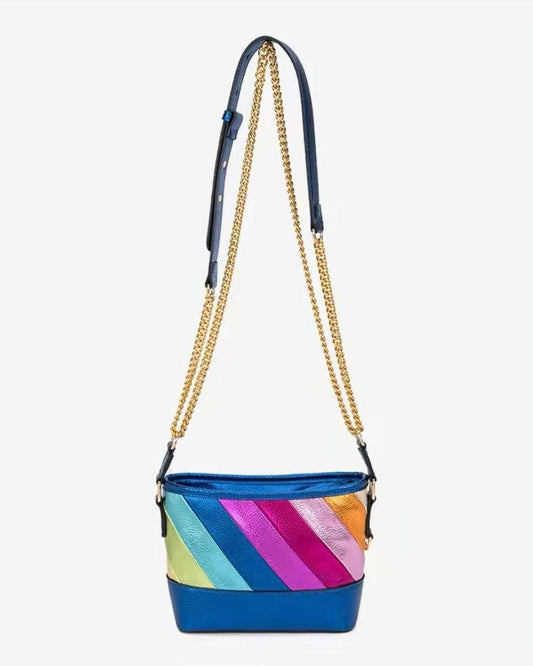 Bandolera metálica con cadena dorada y cierre brillante – Bolso pequeño de moda