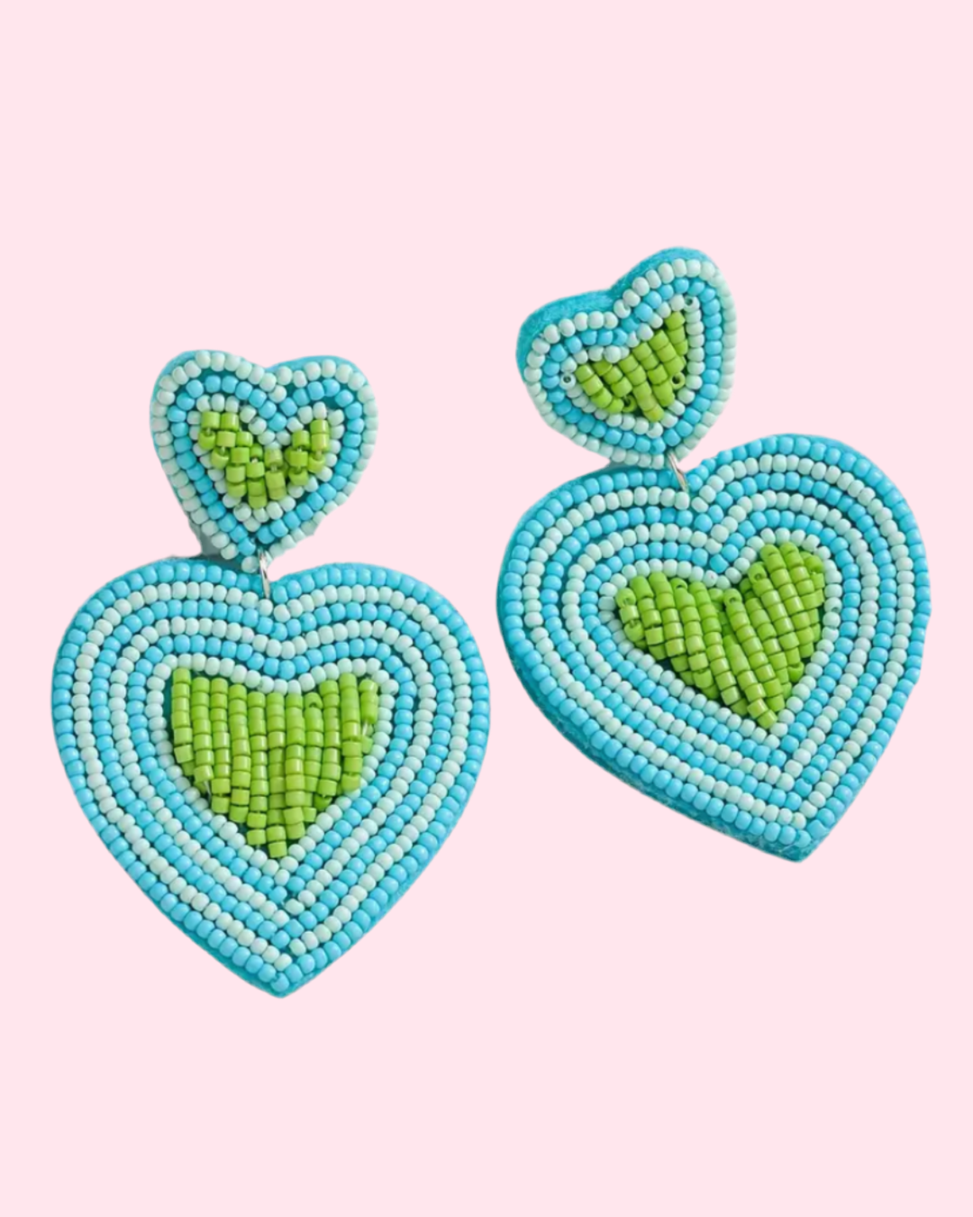 Aros Mostacillas - Tejidos - Corazón Turquesa