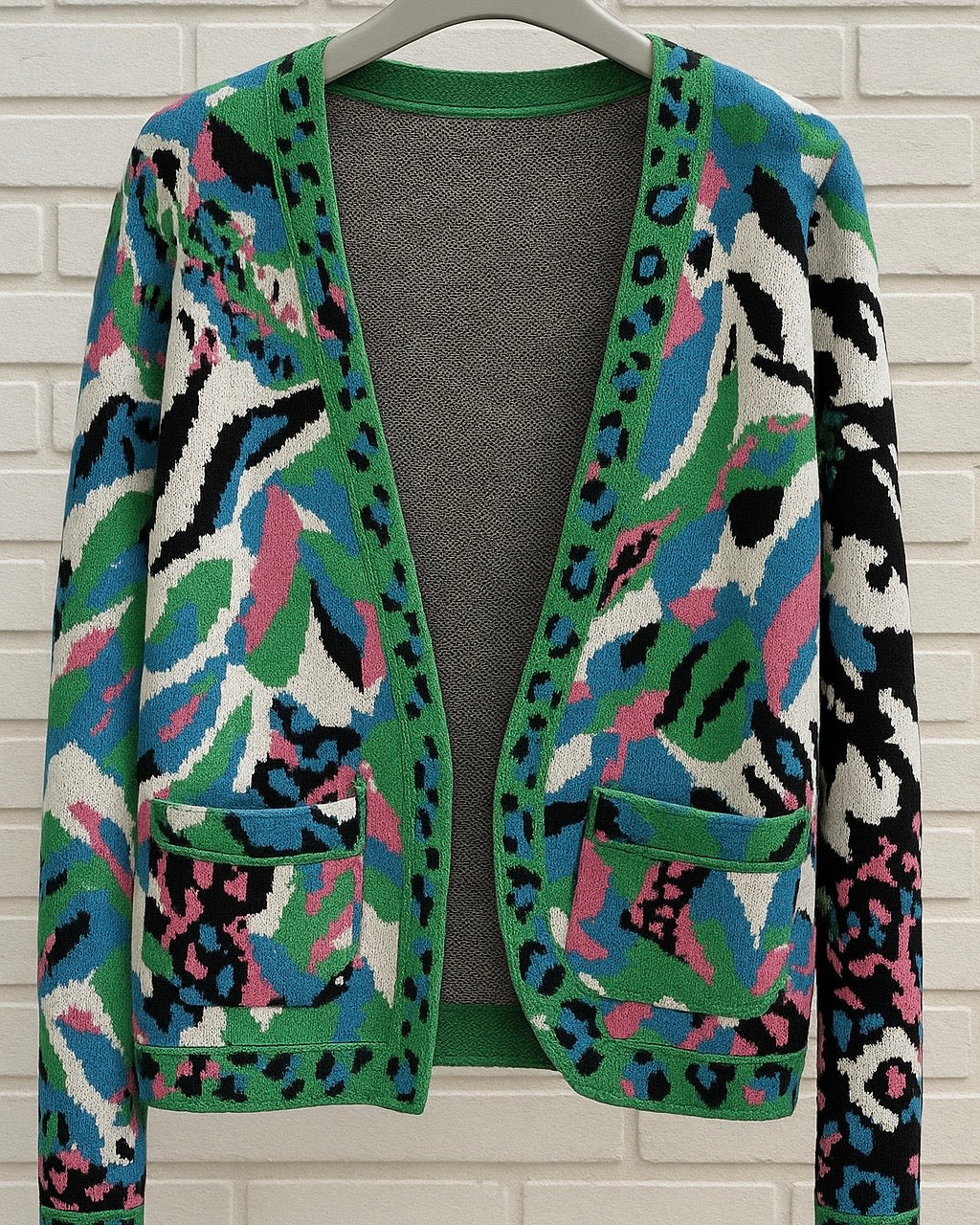 Cárdigan Verde print- Chaleco Oversize con Estampado Animal Chic
