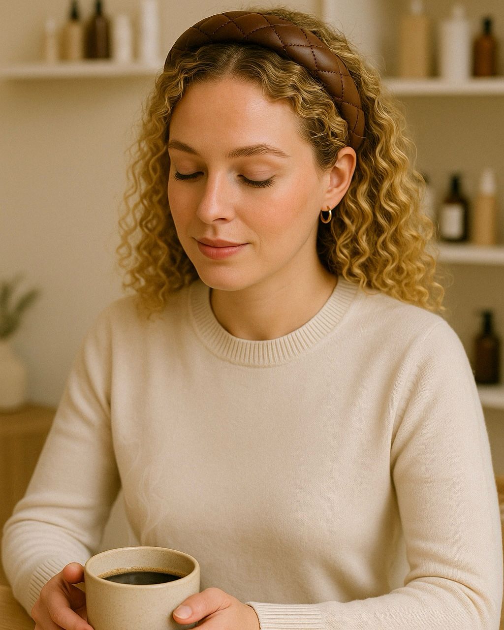 Cintillo café minimalista – Accesorio neutro y elegante para tu día a día