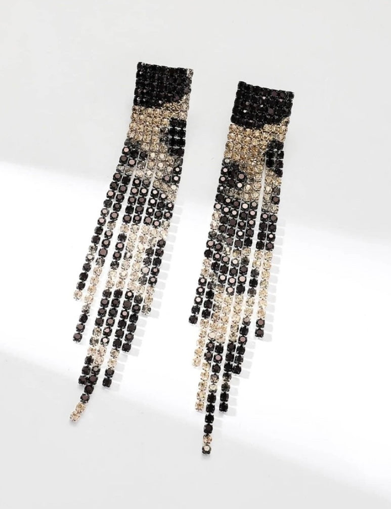 Aros Largos Print Strass - Joyería de Moda con Brillo y Estilo