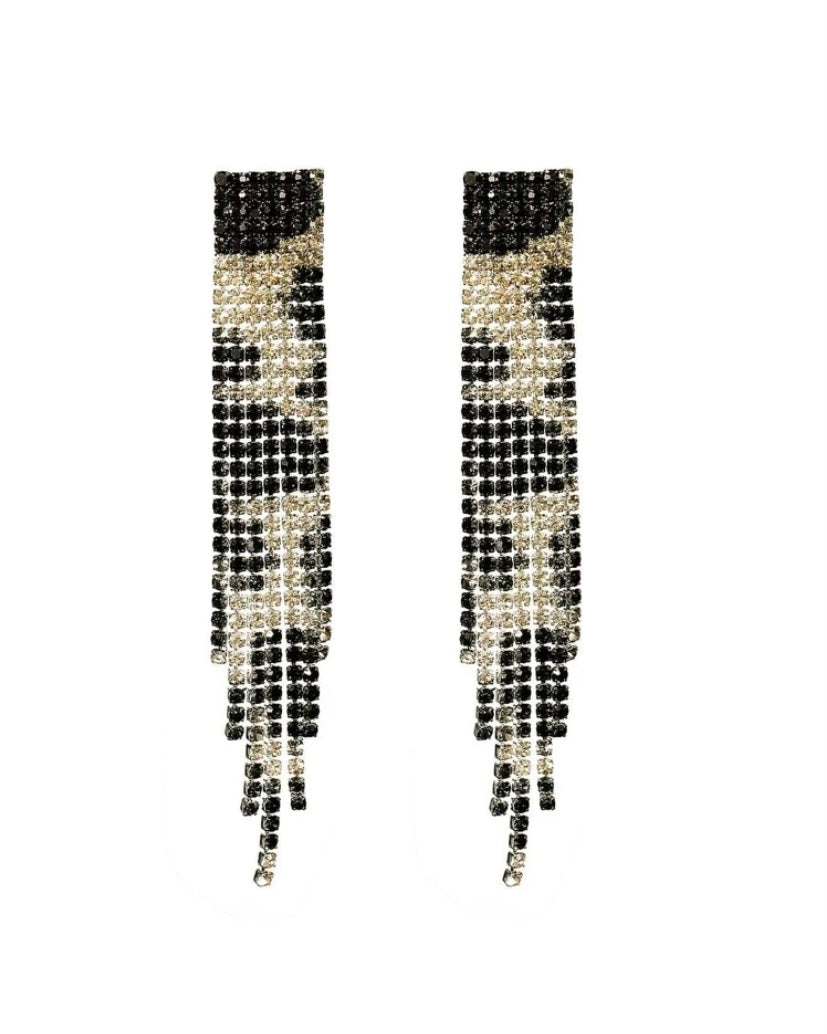 Aros Largos Print Strass - Joyería de Moda con Brillo y Estilo