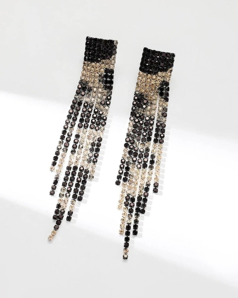 Aros Largos Print Strass - Joyería de Moda con Brillo y Estilo