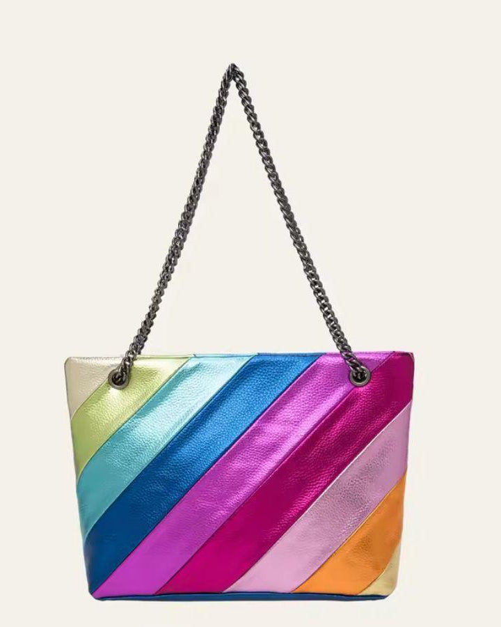 Tote Metalizado con Asas de Cadena - Bolso Moderno y Sofisticado