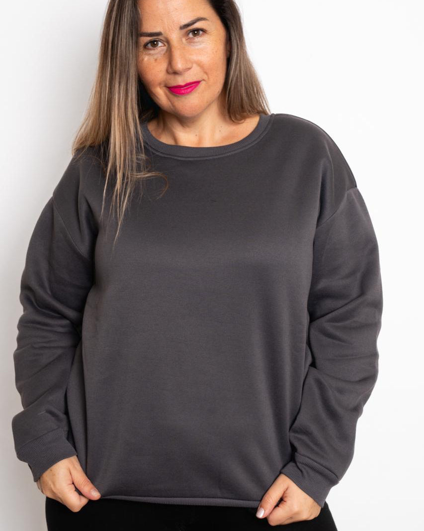 Polerón Grafito Liso para Mujer - Cómodo y Perfecto para Invierno