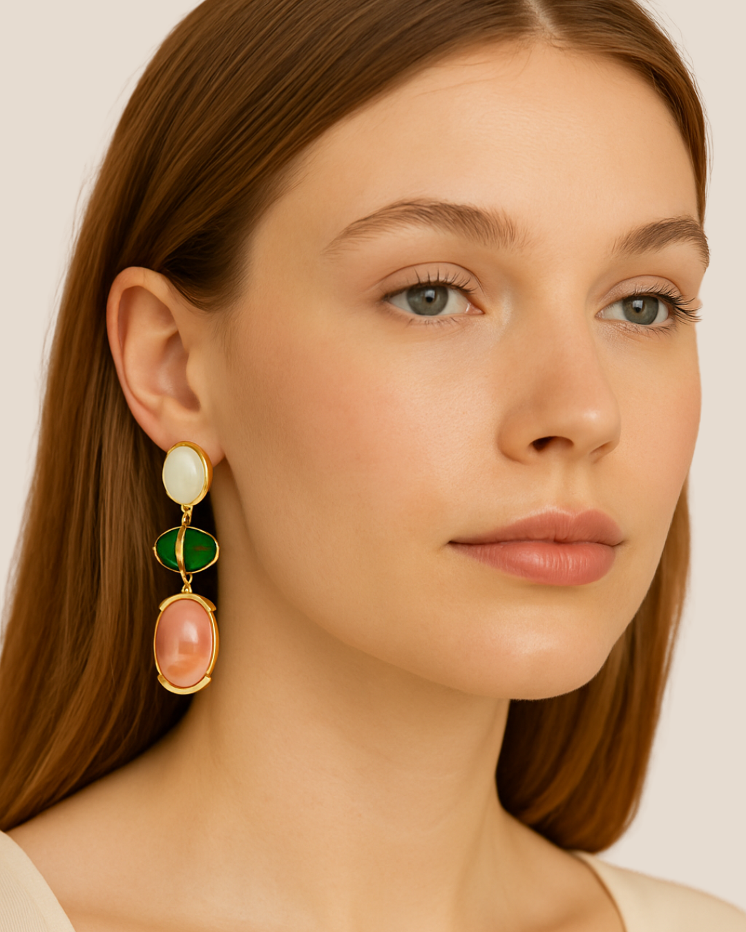 Pendientes Largos con Piedras Naturales – Elegancia en Cada Detalle