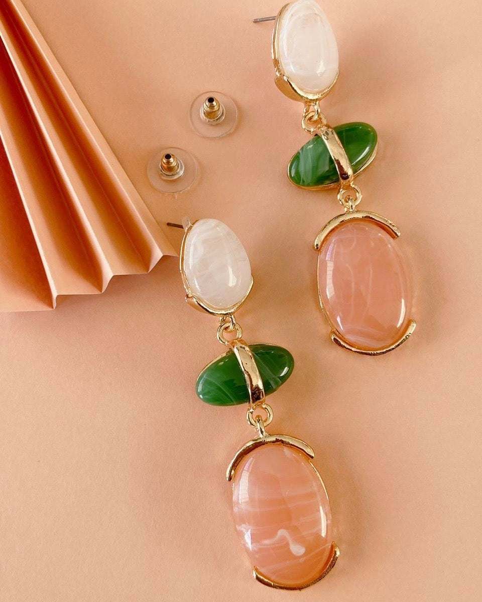 Pendientes Largos con Piedras Naturales – Elegancia en Cada Detalle